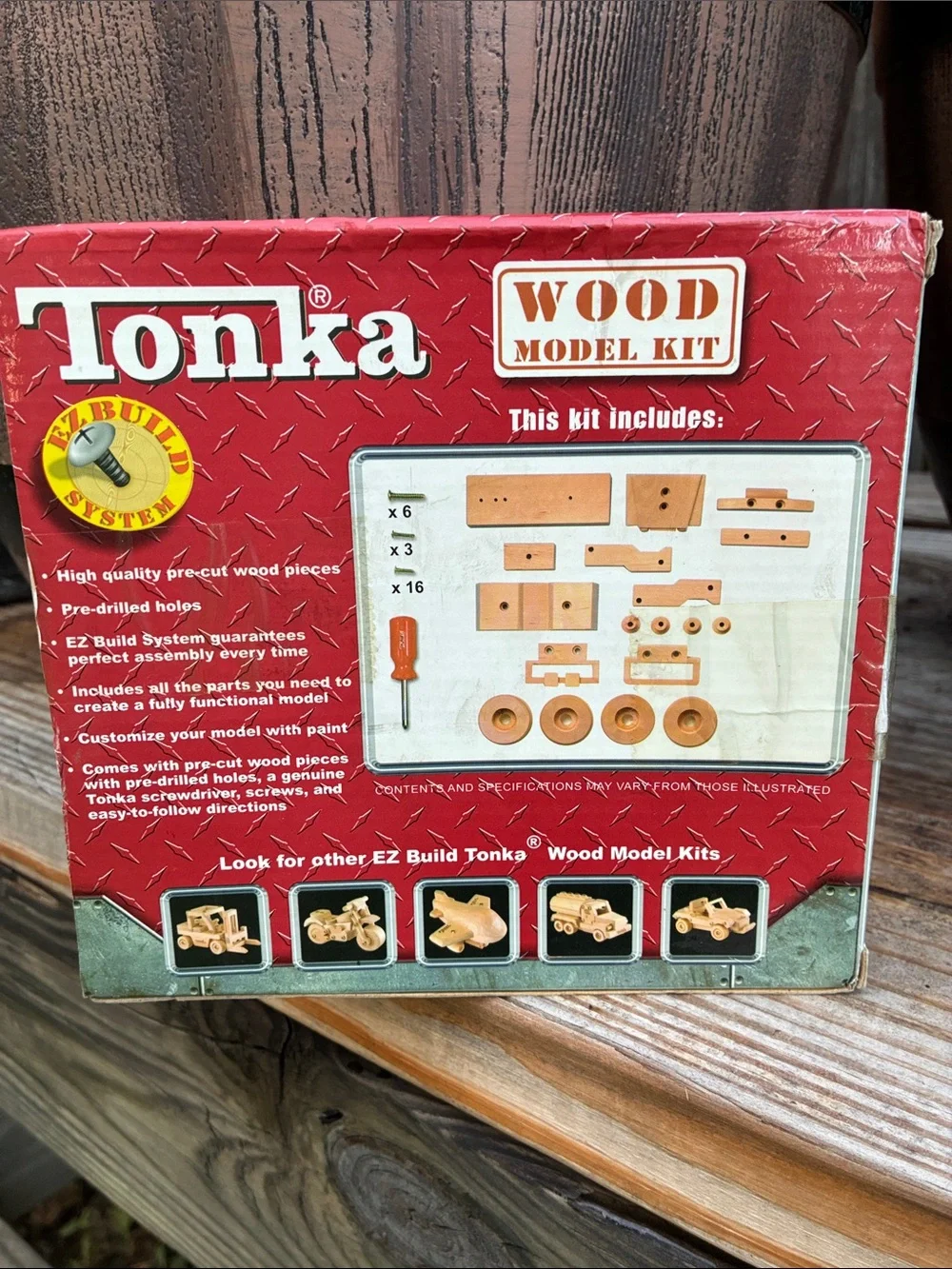 Tonka Natural Wood Off Road Truck Model Kit with Red Screwdriver